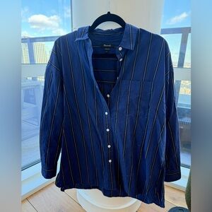 Blue-Striped Oversized Madewell Button Down